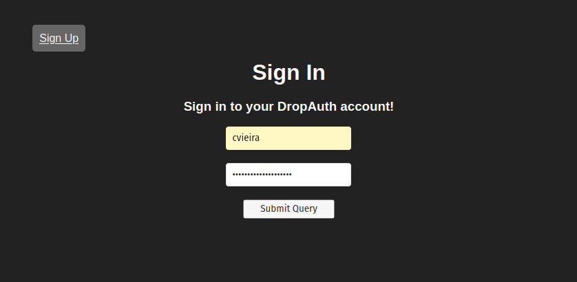 Main DropAuth login page
