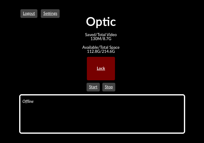 A screenshot of the main Optic interface with a dark theme