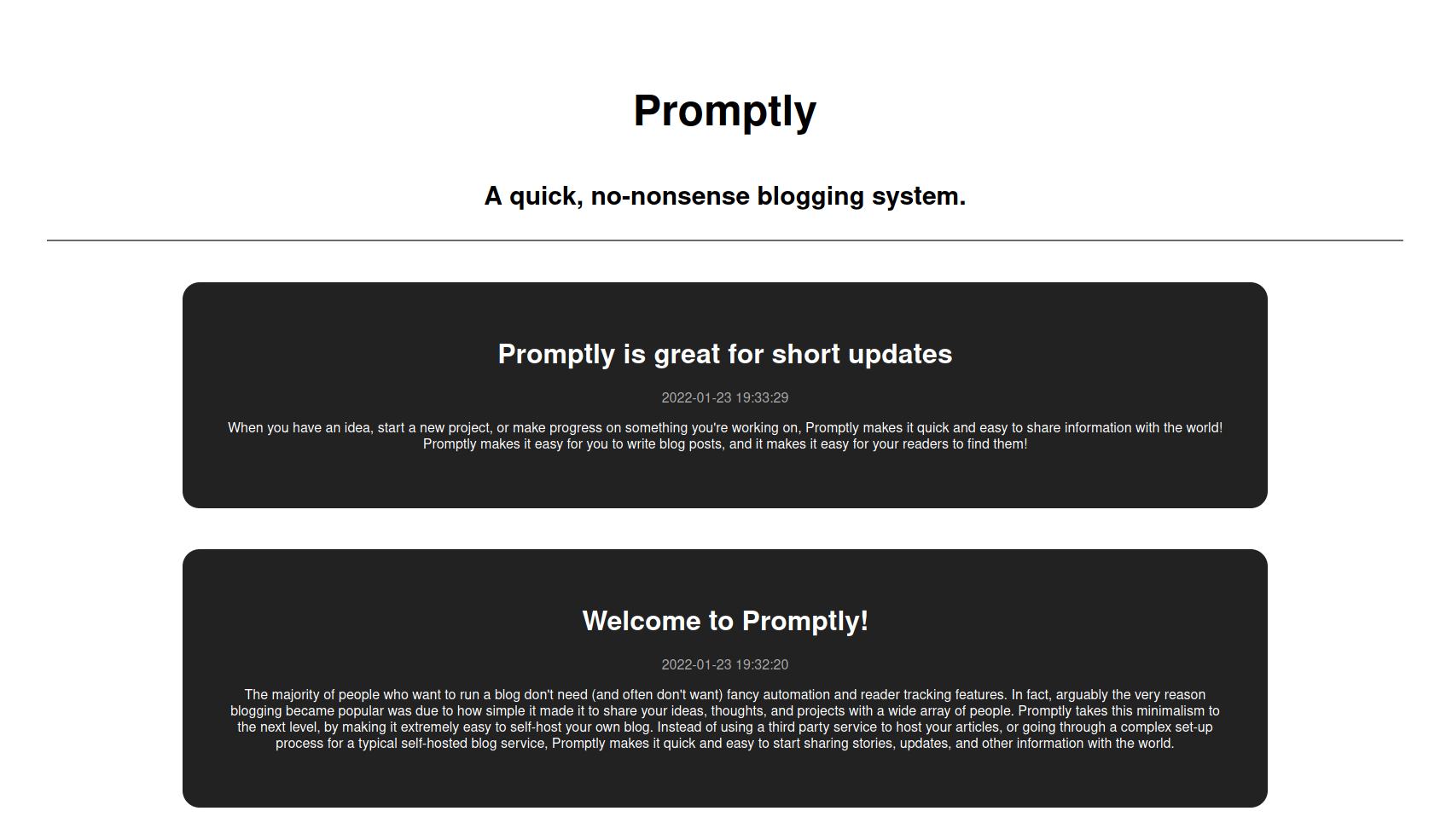 A screenshot of the main Promptly interface.