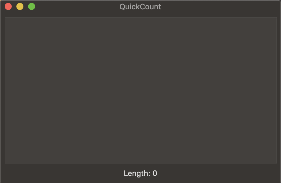 A screenshot of the main QuickCount interface in dark mode