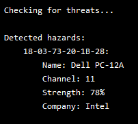 A screenshot of Sentry alerting to a threat via a notice in a text console.