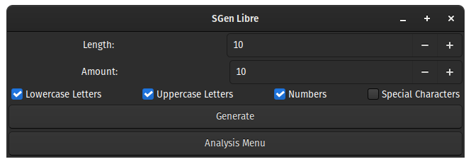 Main SGen Libre interface screenshot